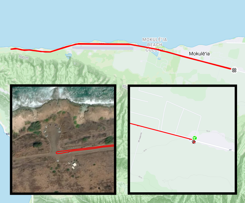 A map of the 2021 Mokuleia TT course.